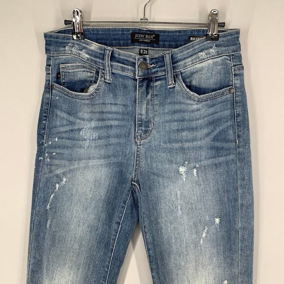 Judy Blue Women Jeans 9 / 29 Blue Denim Slim Fit Stretch Distressed 26.5" - Picture 3 of 13
